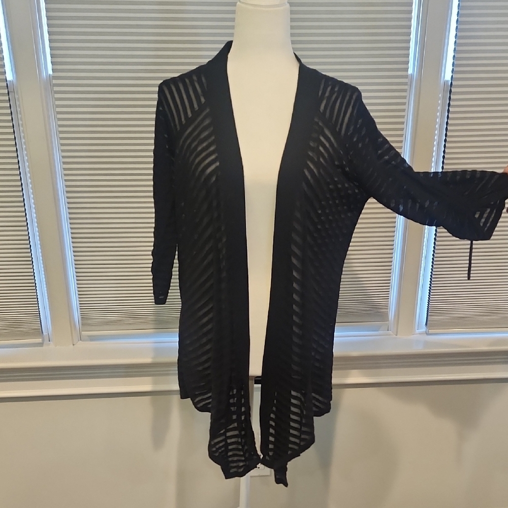Chic Black Sheer Women's Cardigan